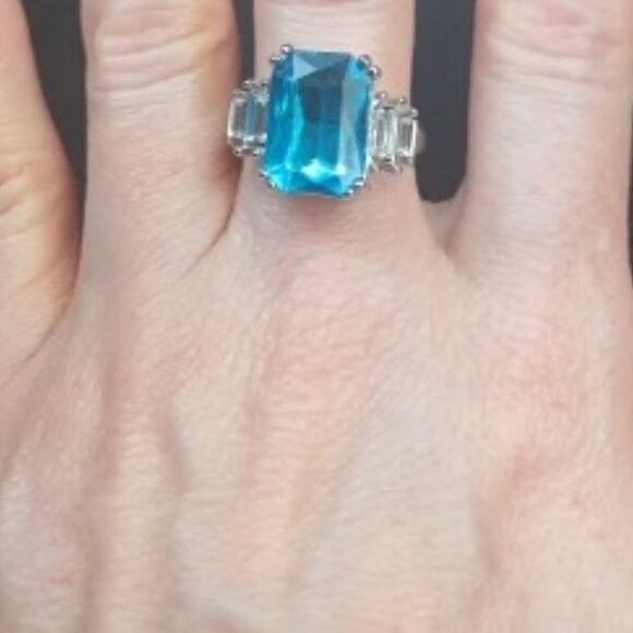NWOT - Moissanite Aquamarine Gorgeous Rings for Women - Size 9 1/2 - Picture 9 of 10